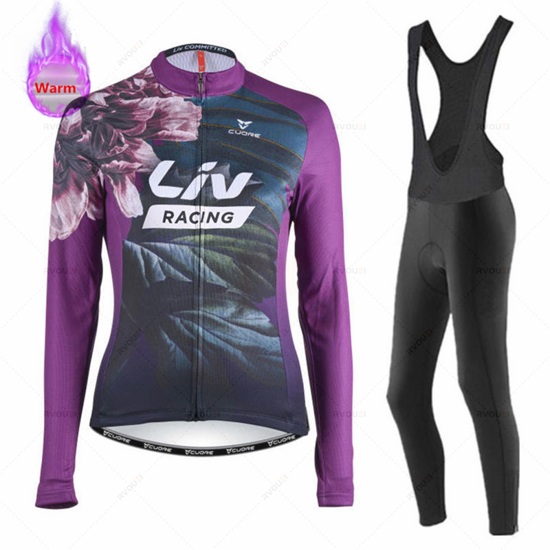 Cycling Gear Jersey - Liv النساء الشتاء Bicicleta مجموعة في
